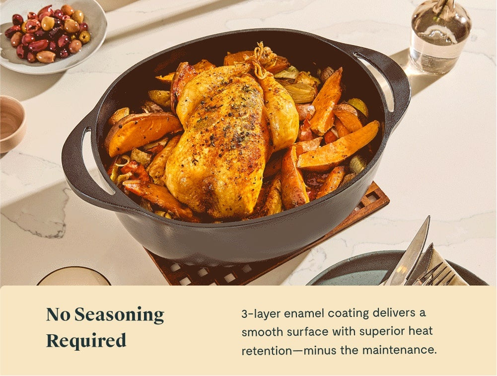 8 qt Enameled Cast Iron Oval Dutch Oven - Image 4